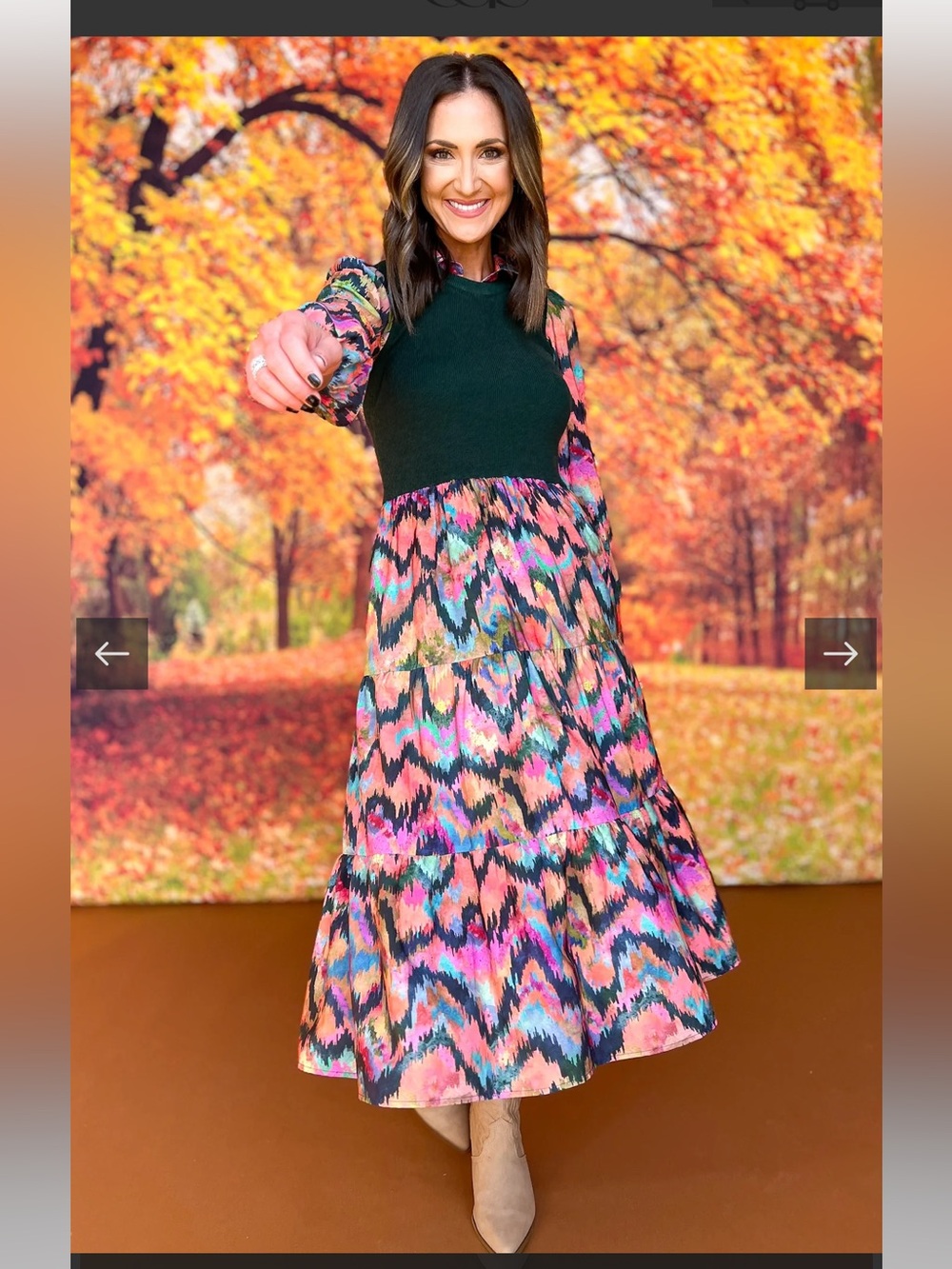 SSYS Tiered Maxi Skirt Dress with Forest Green Bodice